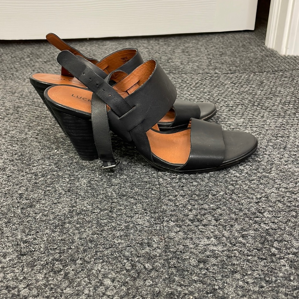 Lucky Brand Black Block Heel Sandals